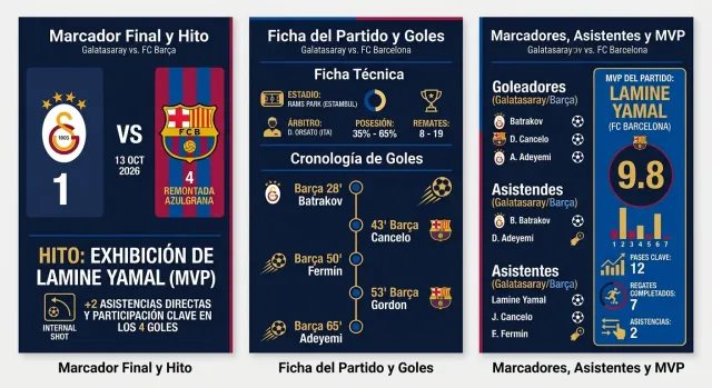 Galatasaray 1–4 Barcelona: Lamine dirige la remontada y el VAR abre el debate